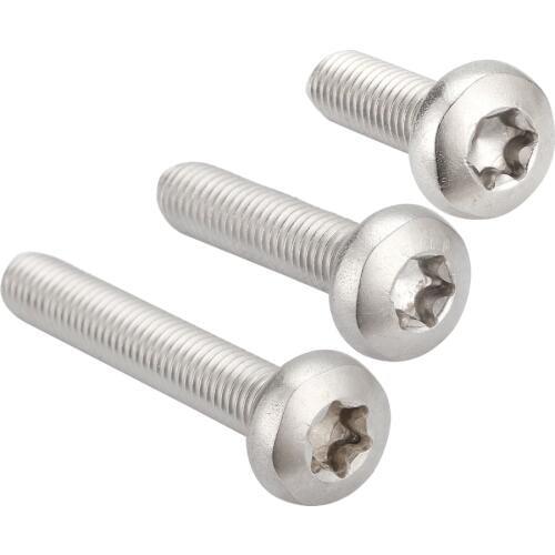 20pcsTorx 6-Lobe Pan Round Head Six Lobe Pin In Torx Security Screw Bolt M8*10/12/14/16-40/45/50 mm304 Stainless Steel Screws