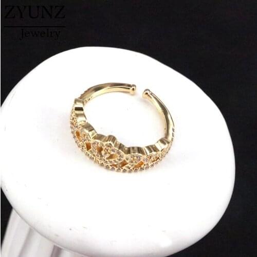 5PCS, Crown Gold Color Crystal Rings For Women Wedding Party Jewelry