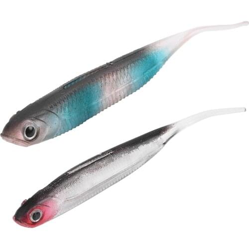 6 PCS SF Soft Lures Fishing Baits Needle tail Aluminum Embedded Trout Shad Bait