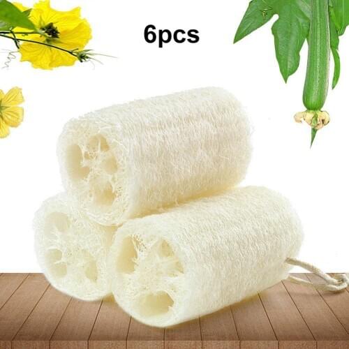 6Pcs Natural Loofah Exfoliating Cleaning Bath Shower Sponges Body Scrubbers