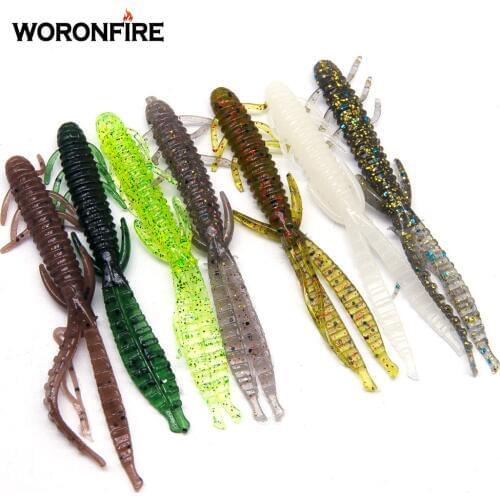 8cm/10cm Soft Bait For Fish 7pcs 10pcs Bamboo Shrimp High Quality Soft Baits For Mandarin Fish Perch Bass Has Good Results
