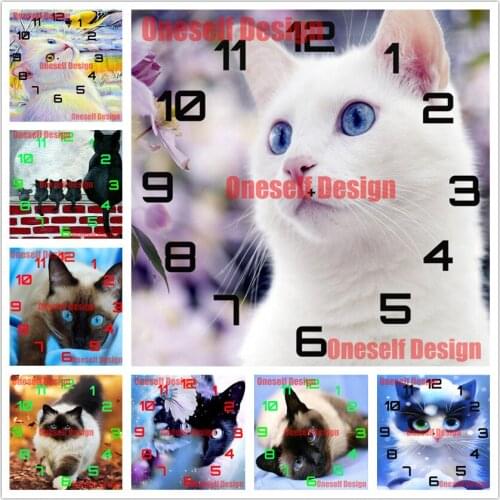 5d diamond embroidery sale clock diy diamond painting full square clock cat diamond art kit cat decoration home Christmas gift