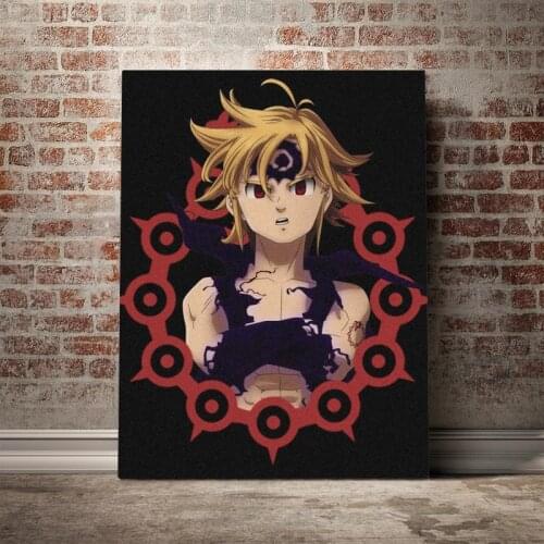 Meliodas Nanatsu no Taizai anime Wooden Frame Canvas poster Framed Painting wall Art decor room Study Home Decoration Prints