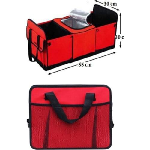 Car 3 + 2 Compartment Luggage Cold Holder Organizer Thermal Bag Red Insulated Protector Dining Food Carry Accessory Free Shipping