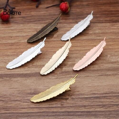 BoYuTe (20 Pieces/Lot) 12*52MM Metal Brass Feather Welding 35MM Hair Clip Vintage Diy Hair Accessories