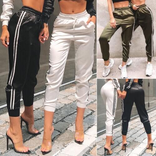Trousers Streetpant Jogger Long Pants Womens Fitness Leggings Sport High Waist Side Striped Jogging Pants