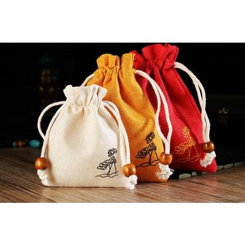 Lotus Bead Bag Bracelet Storage Jewelry Rosary wenwan Packaging Cloth