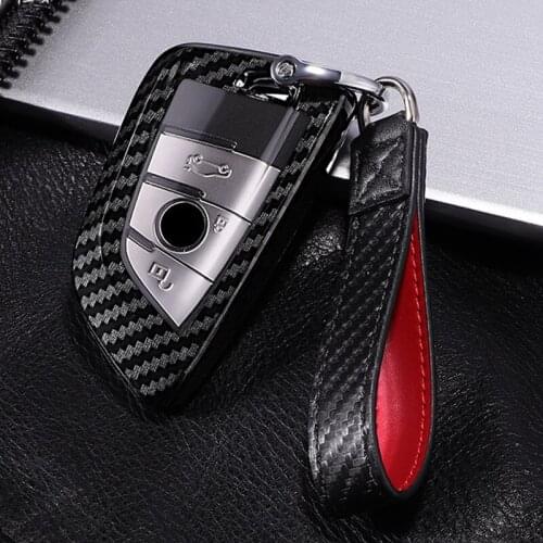Carbon Fiber Pattern car Key case Cover Keychain for Bmw X1 X5 X6 2018 525i M760Li 740li 730 Sieries Accessories fob Shell