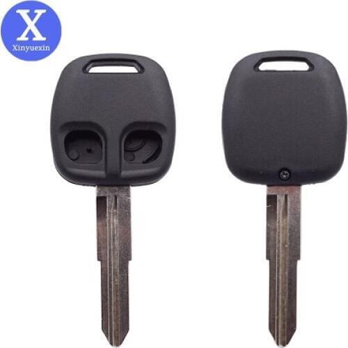Xinyuexin for Mitsubishi Key Shell 2 Button Uncut Left Right Blank Blade Replacement Keyless Entry Auto Car Key Cover Case Fob