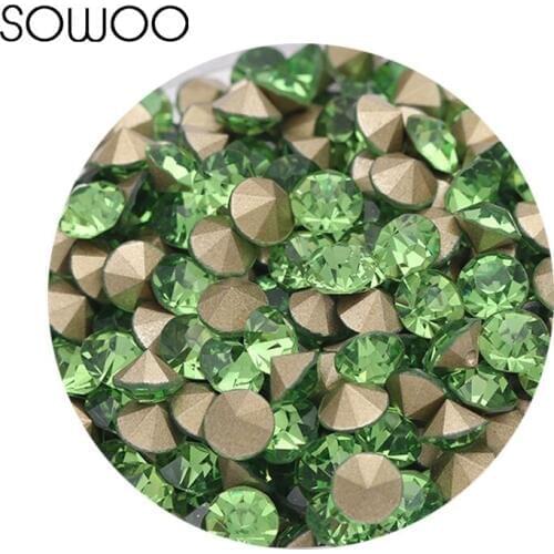 Peridot color rhinestone 1440pcs/lot 2-6mm sizes Round crystal Fancy stone Pointed back glass stone For Choice Jewelry Making