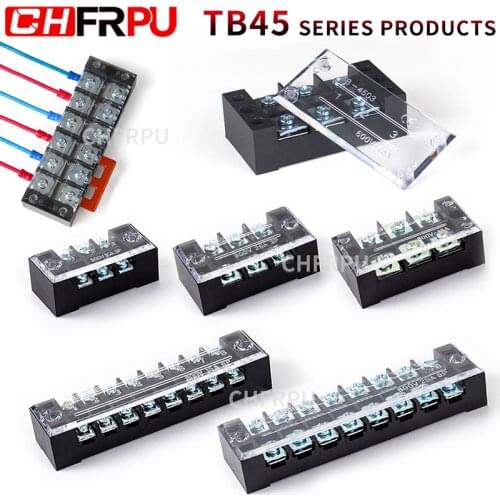 TB-4503/TB-4504/TB-4505/TB4506/TB4510/TB4512 45A 600V Dual Row Strip Screw Terminal Block Fixed Wiring Board wire connector