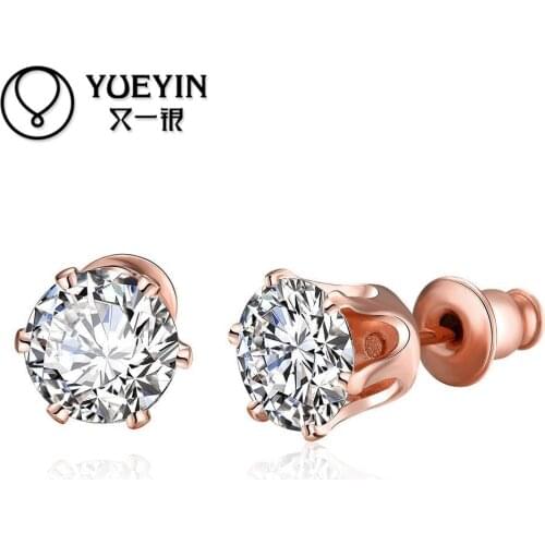 E054 Wholesale Nickle Free Antiallergic Gold color Earrings For Women New Fashion Jewelry rose yellow gold color earrings