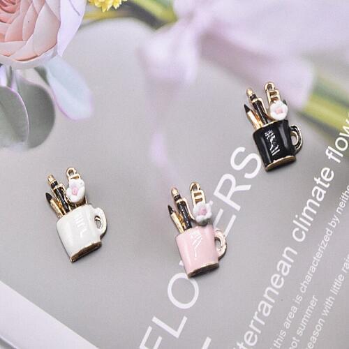 10pcs/pack Lovely flower Tea cup Enamel Charms DIY Earring Bracelet Hair Necklace DIY Craft jewelry making charms