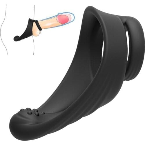 EXVOID Silicone Penis Ring Delay Ejaculation Cock Rings Black Sex Toys for Men Erection Anal Plug Prostate Massage Scrotum Bind