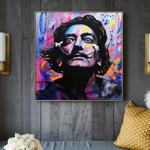Salvador Dali Abstract Art Portrait Graffiti Posters And Prints Surrealism Wall Art Picture On Canvas Painting For Living Room