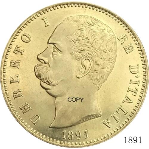 Italy 100 Lire - Umberto I 1891 R Metal Brass Gold Coin Collectible Replica Copies Of China Casting Antique Imitation Coins