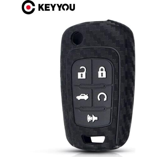 KEYYOU For Chevrolet Cruze Aveo Trax Carbon Silicone Car Key Fob Case For Opel Astra Corsa Meriva Zafira Antara J Mokka Insignia