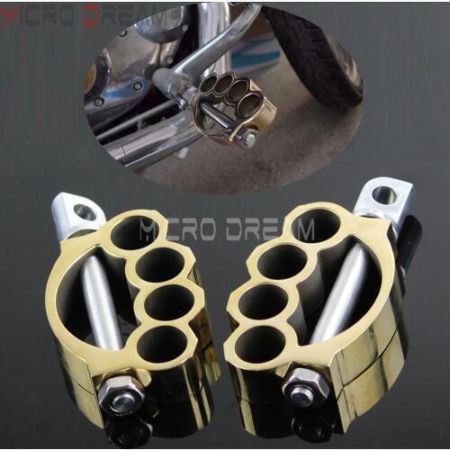 Knuckle Brass Foot Pegs Male Mount Foot Rests for Harley Softail Touring Sportster xl883 xl1200 Cafe Racer Custom Footpegs