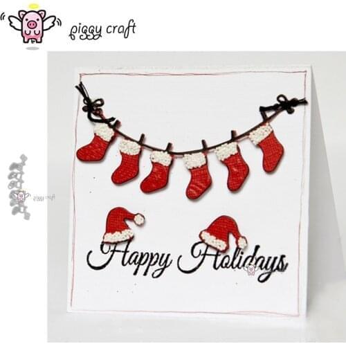 Piggy Craft metal cutting dies cut die mold Christmas socks chain Scrapbook paper craft knife mould blade punch stencils dies