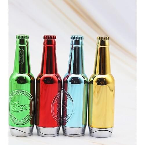 Mini Portable Creative Personality Fun Beer Bottle Inflatable Open Flame Lighter Cigarette Accessories Gadgets For Men