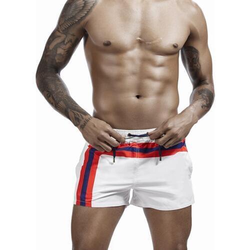 2020 Newest Swim Shorts Men White Black Patchwork Board Shorts Seaside Swimwear Low Rise Beach Pants Loose Running Short XL