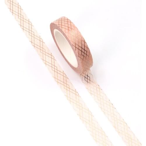NEW 10pcs/Lot Decorative Grid Lines Gold Foil Washi Tapes Bullet Journal Adhesive Masking Tape Cute Papeleria