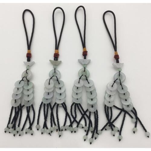 Wholesale New natural jadestone Peace buckle shape key chain 2PCS