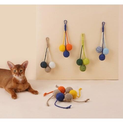 Hemp Rope Cat Toy Funny Cat Stick Bite Resistant Catnip Ball Cat Supplies Cat Toy Set Cat Toy Self-hey Kitten Kitty