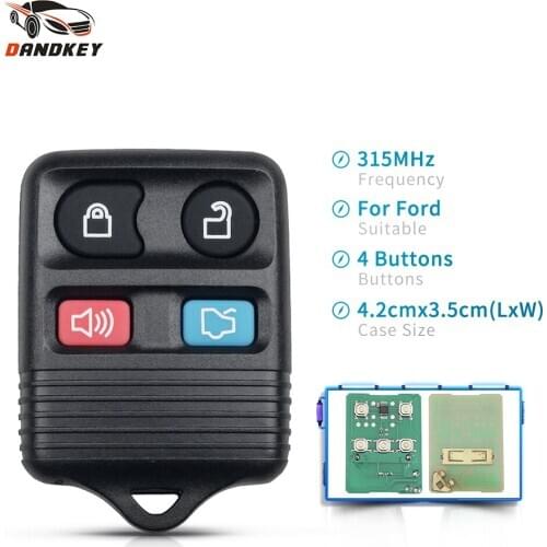 Dandkey 315mhz 4 Buttons Remote Car Key Transmitter Keyless Entry For Ford Complete Remote Control Included Circuid Board