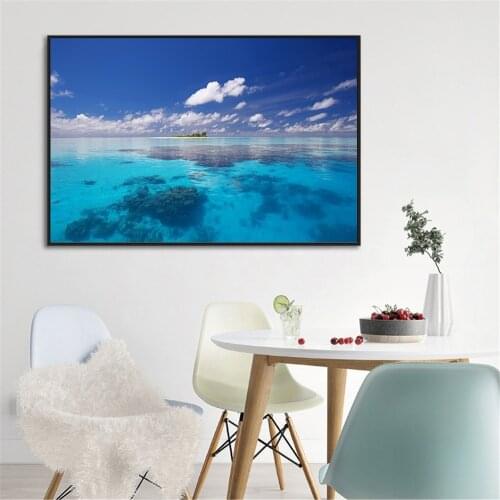 Landscape Painting Nature Scenery Poster By Lake Mountain Tree Combination Wall Art Canvas Painting for Living Room Decor