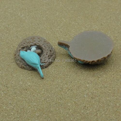 Resin solid light blue Birds Nest cartoon 34mm fairy garden gnome moss terrarium decor crafts bonsai home DIY A103-9
