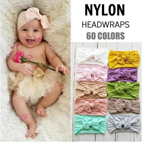 One Size Newborn Bow Headwrap Baby Girl Headband Nylon Bow Knot Baby Hair Band Infant Hair Elastic Turban Kids Hair Accessories