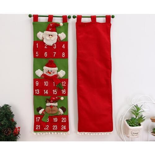 Chirstmas Advent Calendar New Year Decor Door Wall Hanging Felt Advent Calendars Xmas Decorations for Home