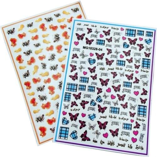 DIY Japanese Style Thin Back Adhesive Nail Stickers Fashion Hot Selling Goldfish & Butterflies Dry Nail Decal Mancure Nail Art