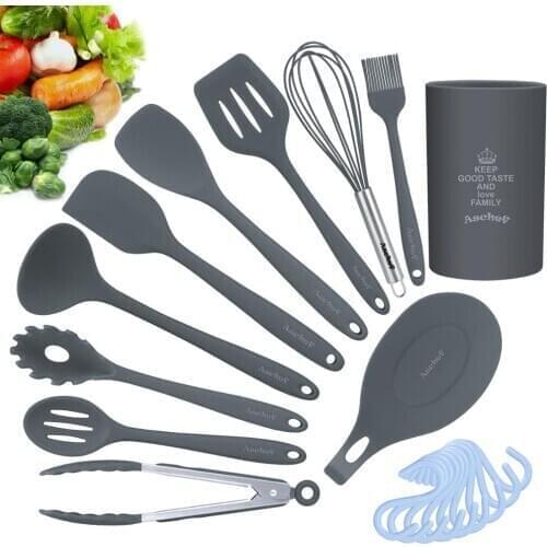 Silicone Kitchen Utensils Set Non-Stick Spatula Shovel Kitchen Gadgets Utensil Kit Cooking Tool Accessories With Storage Box