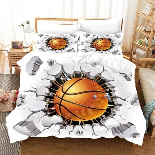 Comfortable Basketball Bed Quilt Cover Famous Sports Bedding Set 3D Print For Kids Teen Single Queen Duvet Cover No Sheets