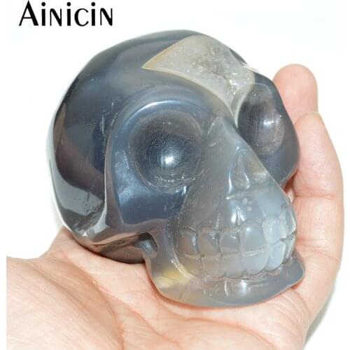 Unique Crafts Natrual Druzy Agate Geode Drusy Skull Heads Home & Desk Decortation 60x80x65mm