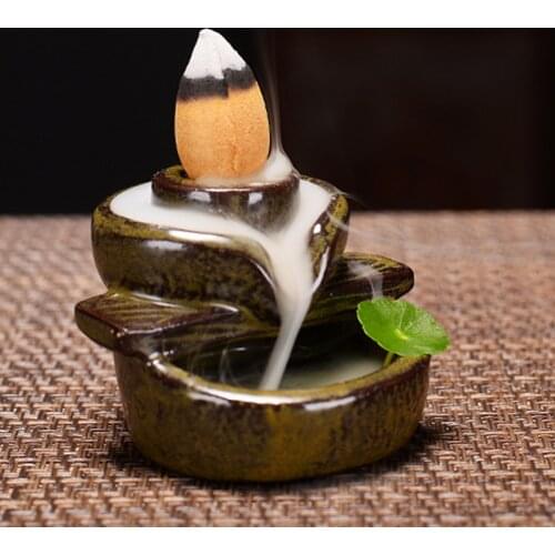 Waterfall Incense Burner Backflow Ceramic Incense Holder Incense Fountain Backflow Incense Cones for Home Decor Office SCIE999