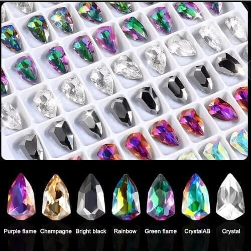 30Pcs High Quality Pointed Bottom Nail Art Rhinestone Shield K9 Glass Crystal Stone Shiny Fashion 3D Fingernail DIY Decoration
