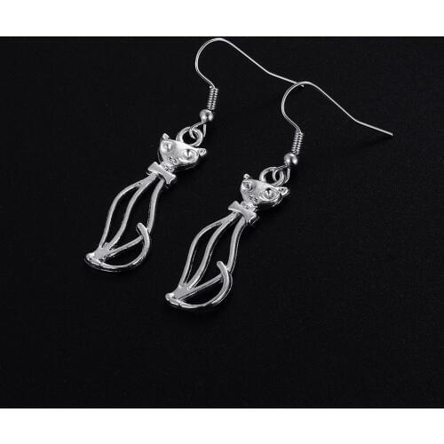 Trendy Vintage Cat Shape Dangle Earrings for Women Girl Retro Drop Earrings Cute Small Object Earring Jewelry Bijoux