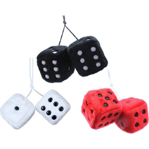 1 Pair Dice & Polka Dot Plush Decorative Ornament Dice Hanging Ornament With Suction Cup Car Perfume Pendant