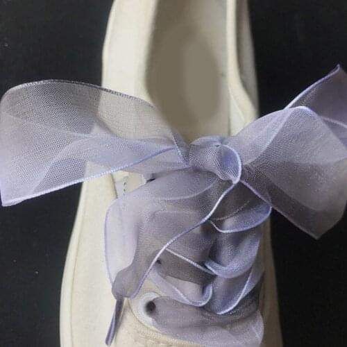 1Pair Fashion Organza Ribbon Shoe Laces Sport Shoes Sneakers Bowknot Flat Shoelaces Canvas Bootlaces Strings Gradient Color