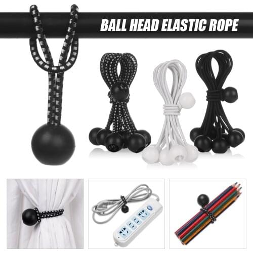 10 PCs Black/White Elastic Rope Ball Bungee Cord Pack Shock Elastic Ties Loop Tent Fixing Securing Trailer Backpack Accessories