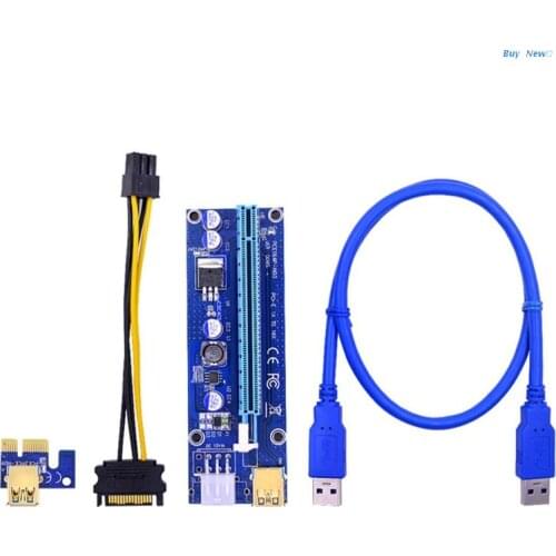 20CE PCI Express 1X to 16X Extension PCI-E Riser Card 4Pin SATA Power LED USB3.0