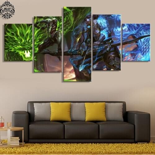 5 Pieces Game Poster Overwatch Genji And Hanzo Canvas Painting Pictures Home Decor For Living Room Wall Art Printed Artwork