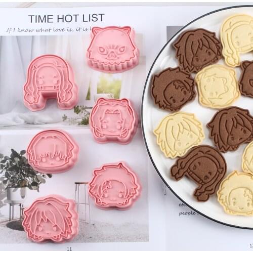 6pcs/set Demon Slayer Cookie Cutter Set 3D Japanese Anime Cookie Mould Kitchen Supplies Home Decoration for Party