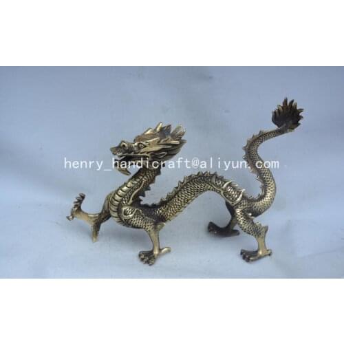 Antique QingDransty brass running dragon statue,Decoration,Collection&Adornment,Free shipping