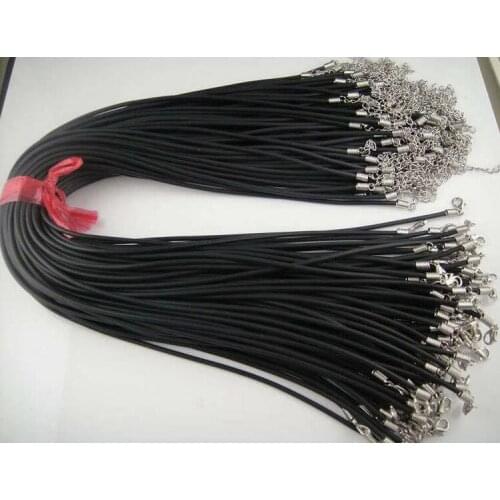 Free Shipping Wholesale 100pcs 22-24inch black 2mm width rubber cords/necklace cords