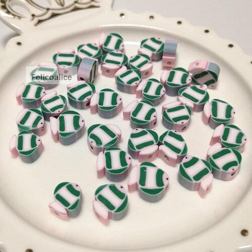 20pcs 10mm Kawaii Cute Fish Shape Animal Polymer Clay Loose Spacer Beads for DIY Jewelry Making Girls Bracelet
