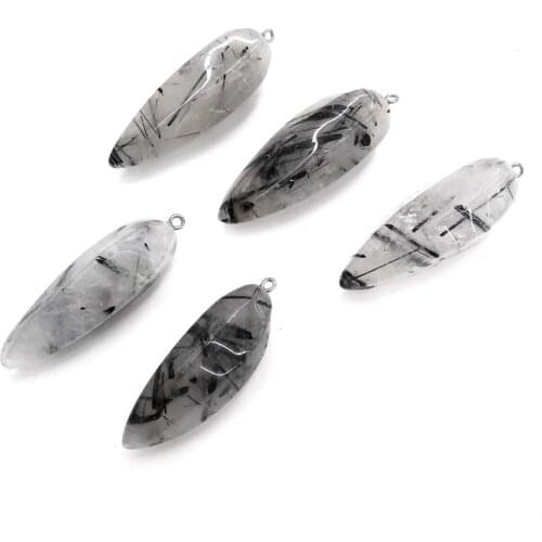 Natural Stone black hair clip Pendants Bullet shape Exquisite charm for Jewelry Making Diy necklace accessories Size 20x55 mm